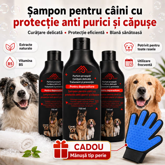 Sampon pentru caini cu protectie anti purici si capuse