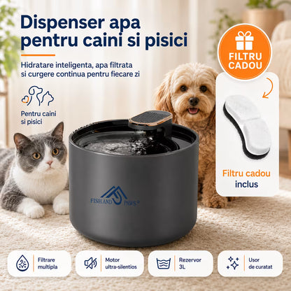 Dispenser apa pentru caini si pisici - ALB NEGRU