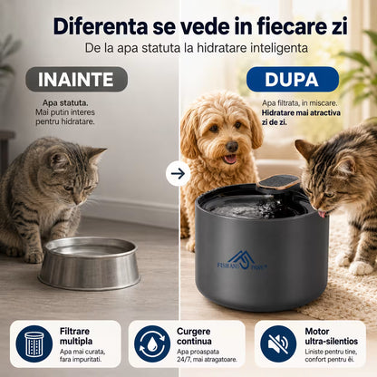 Dispenser apa pentru caini si pisici - ALB NEGRU