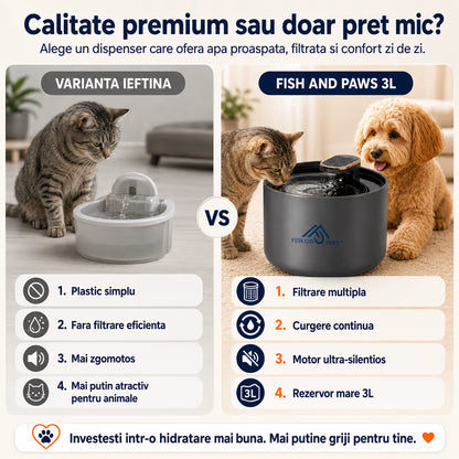 Dispenser apa pentru caini si pisici - ALB NEGRU