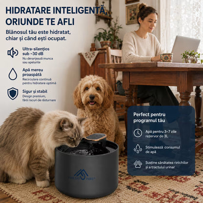 Dispenser apa pentru caini si pisici - ALB NEGRU