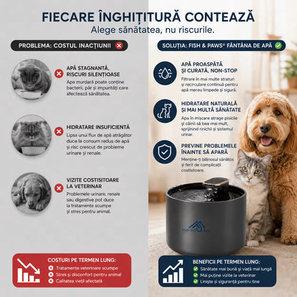 Dispenser apa pentru caini si pisici - ALB NEGRU