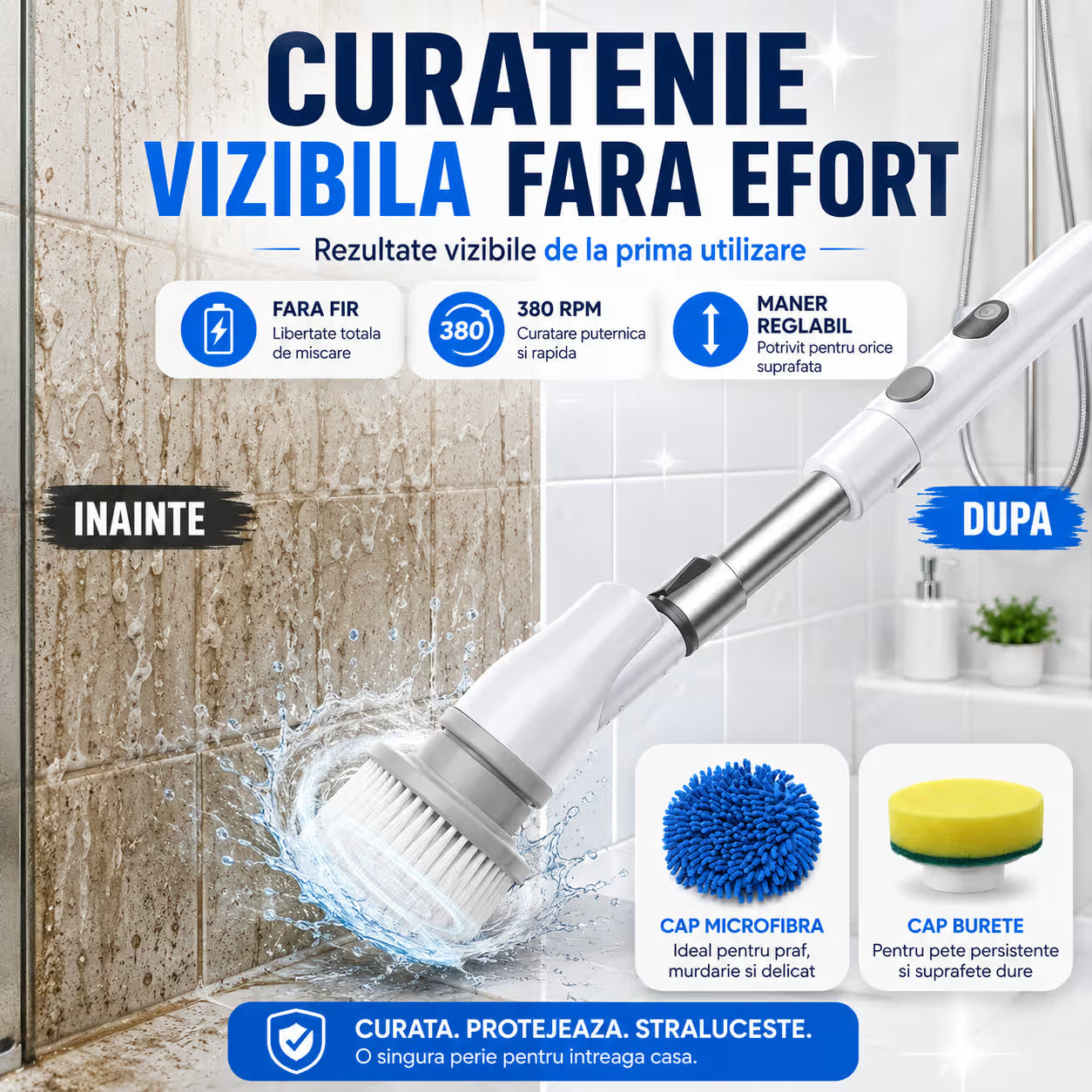 Perie Rotativă cu Maner Extensibil