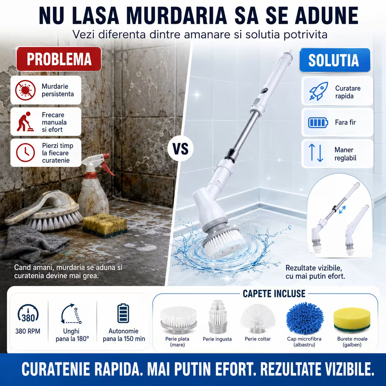 Perie Rotativă cu Maner Extensibil