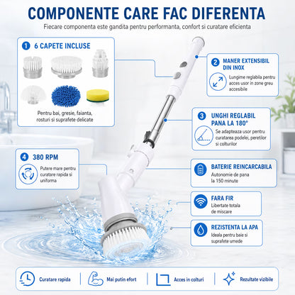 Perie Rotativă cu Maner Extensibil