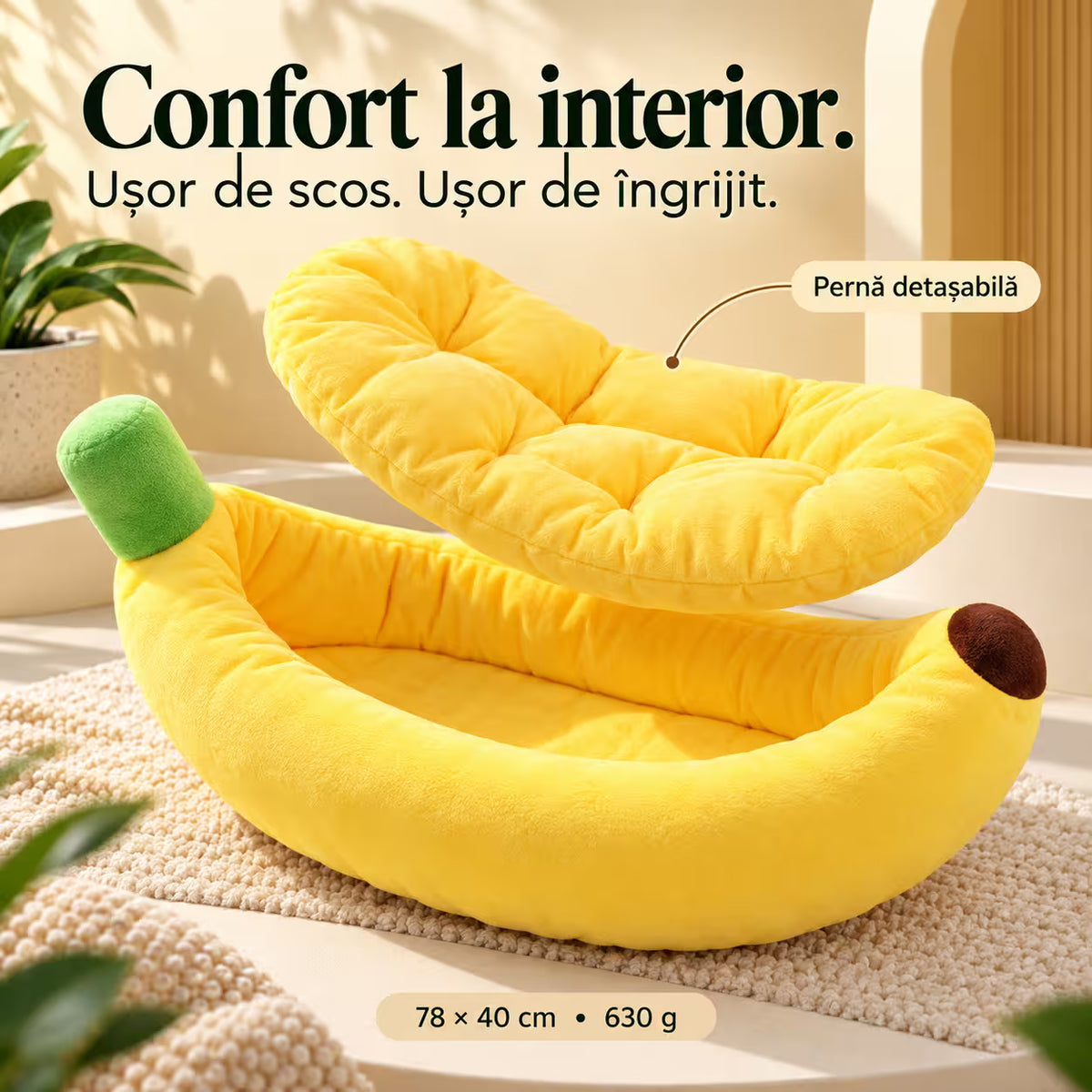 Culcus banana pentru caini si pisici