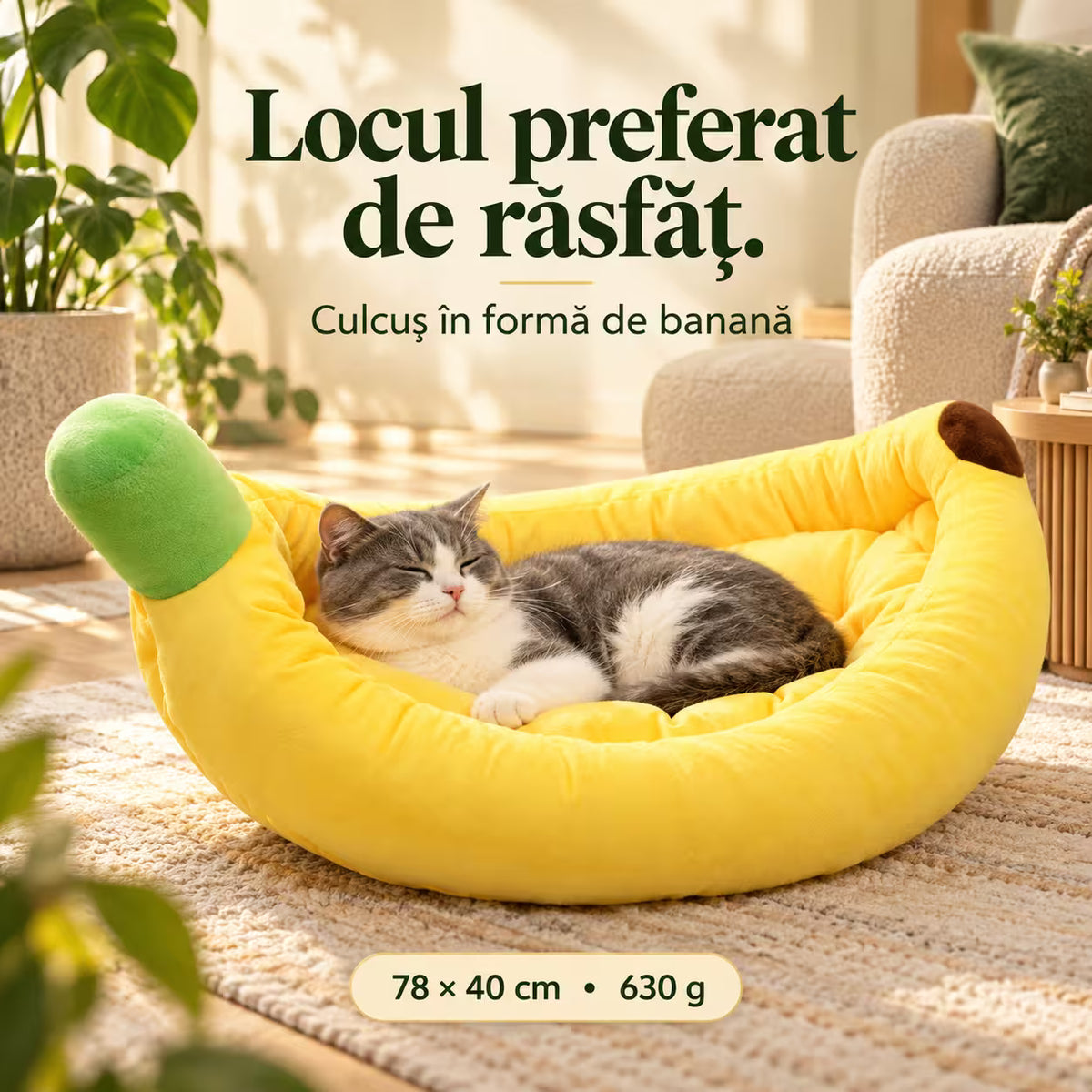 Culcus banana pentru caini si pisici