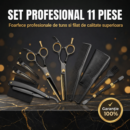 Foarfece profesionale de tuns si filat 11 piese