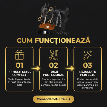Foarfece profesionale de tuns si filat 11 piese