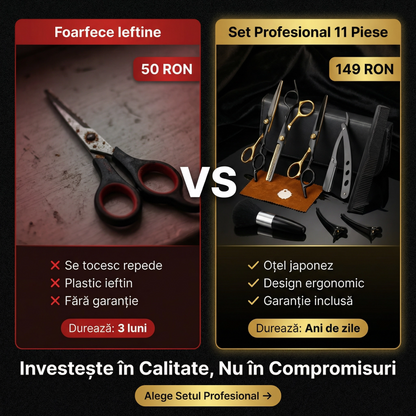 Foarfece profesionale de tuns si filat 11 piese