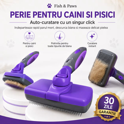 Perie pentru caini si pisici cu buton auto-curatare