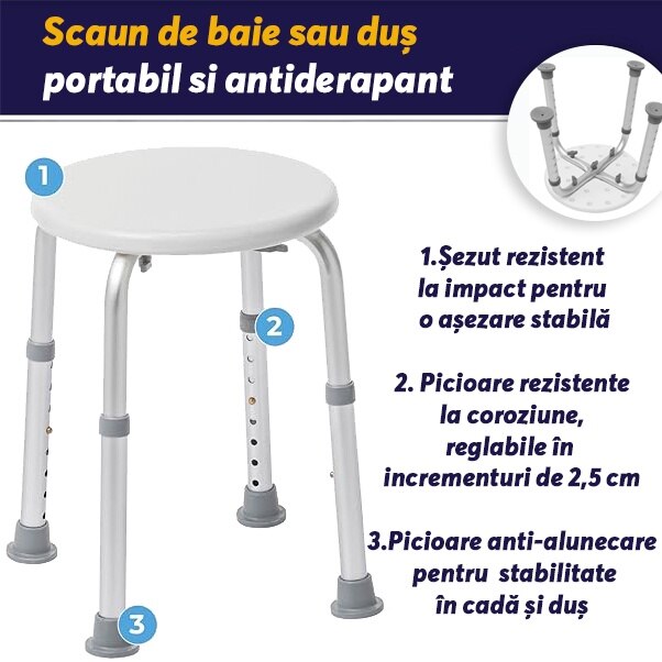 Scaun de baie sau dus portabil si antiderapant (TT)
