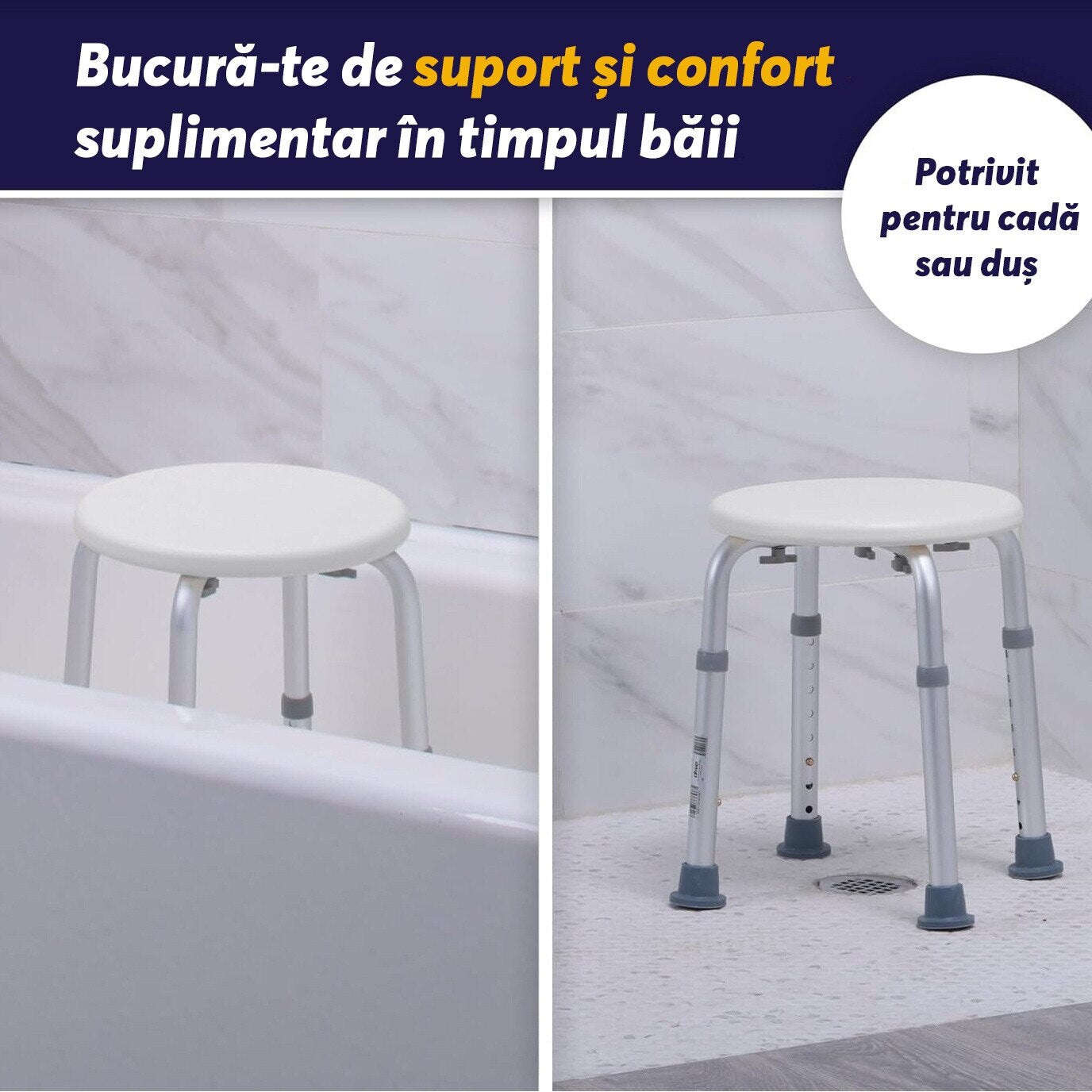 Scaun de baie sau dus portabil si antiderapant (TT)