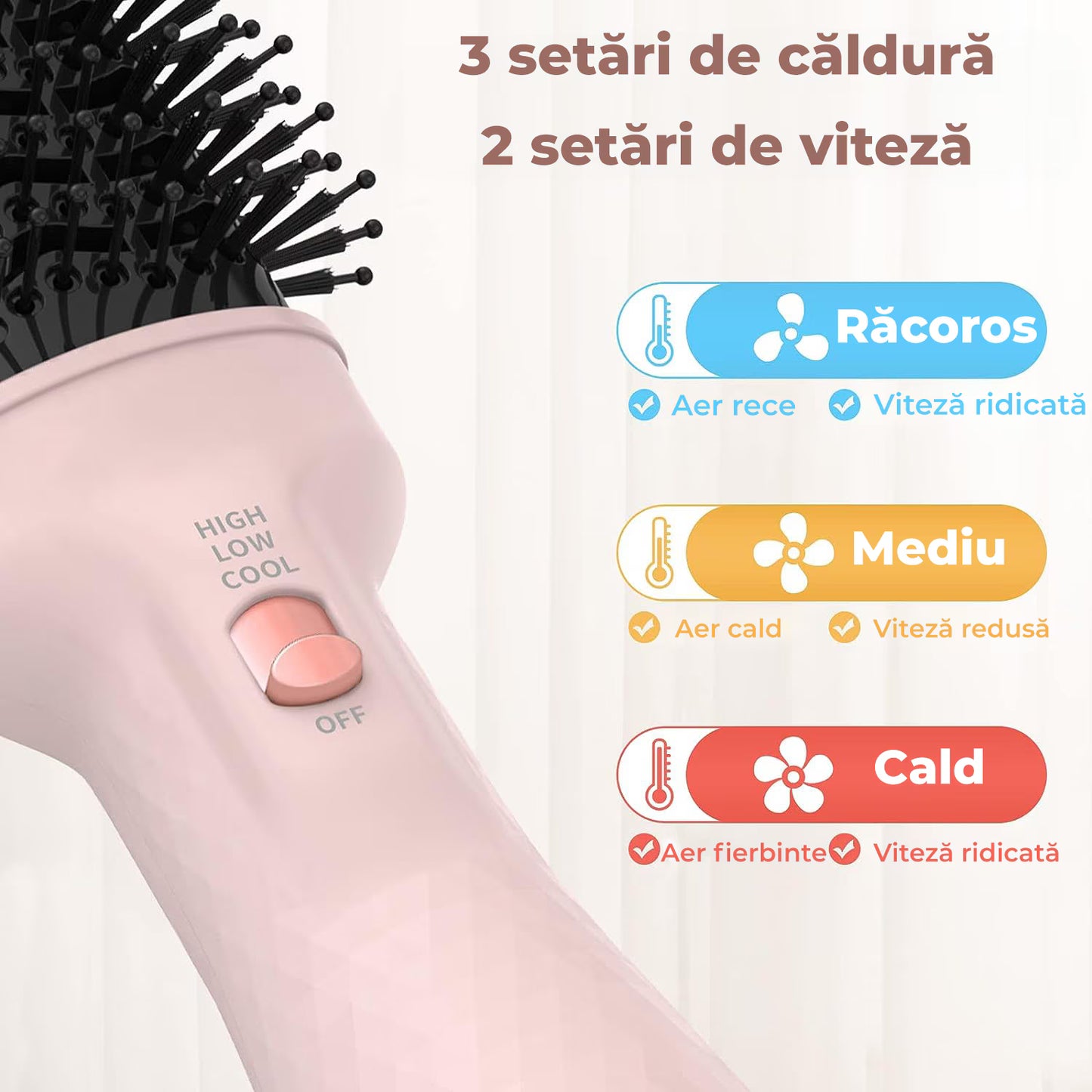 Perie electrica de par cu ionizare negativa