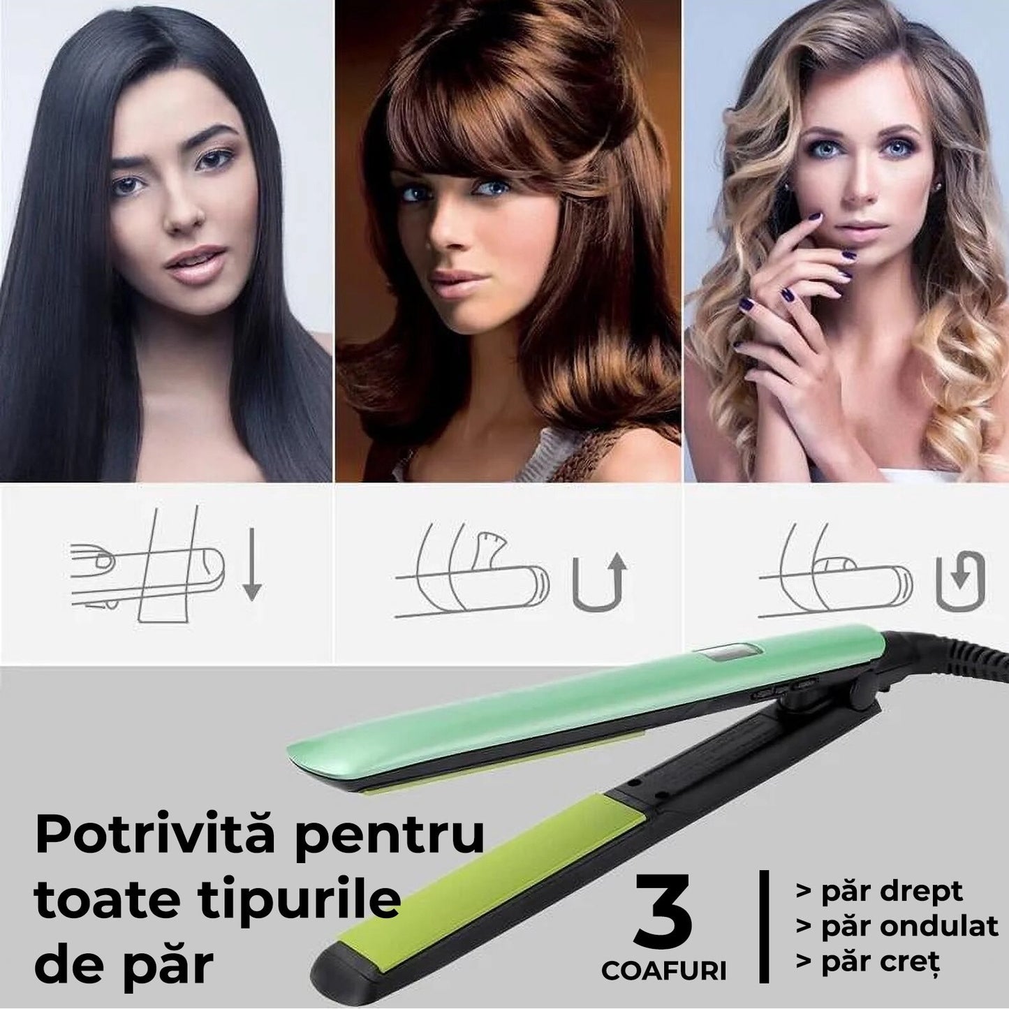 Placa de indreptat parul cu incalzire rapida 0744343586936