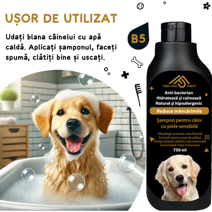 Sampon pentru caini cu piele sensibila anti-bacterian