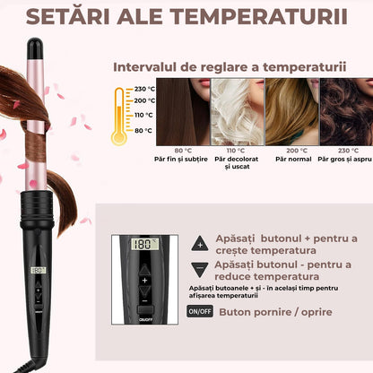 Ondulator de par pentru bucle cu invelis ceramic