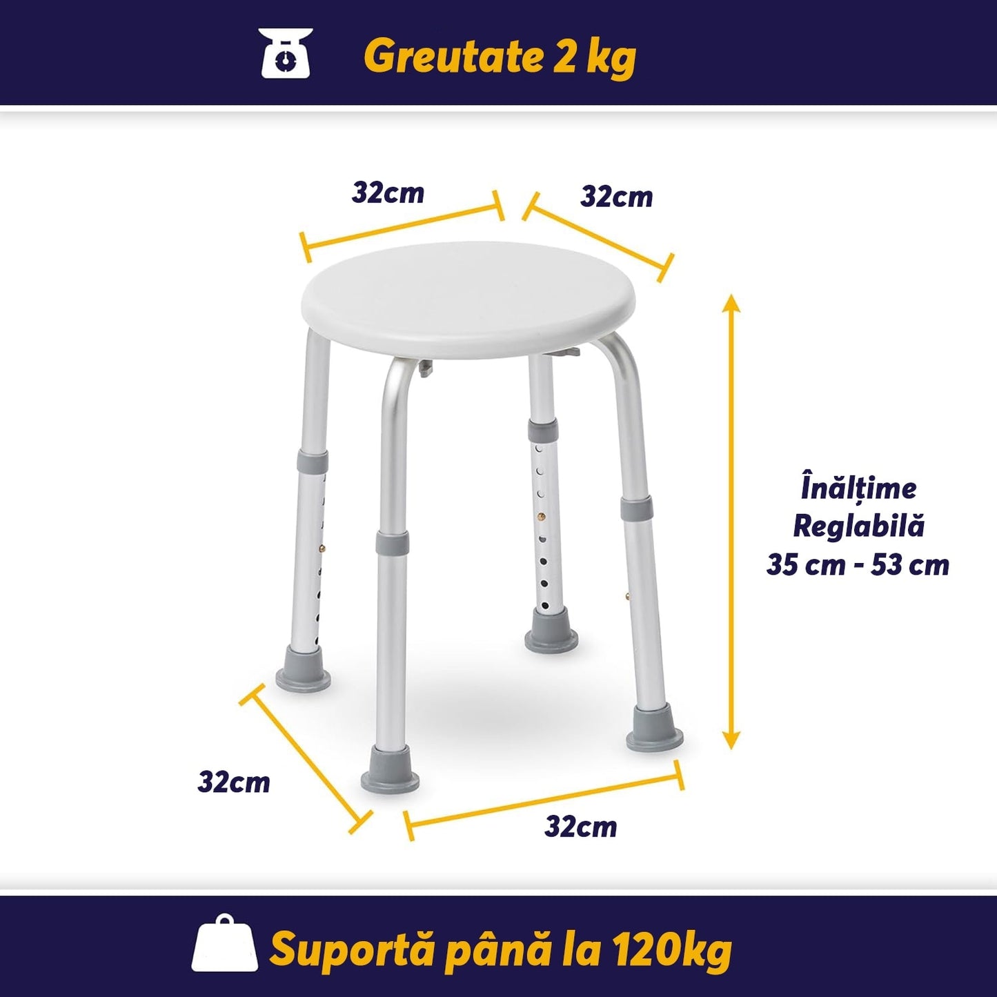 Scaun de baie sau dus portabil si antiderapant (TT)