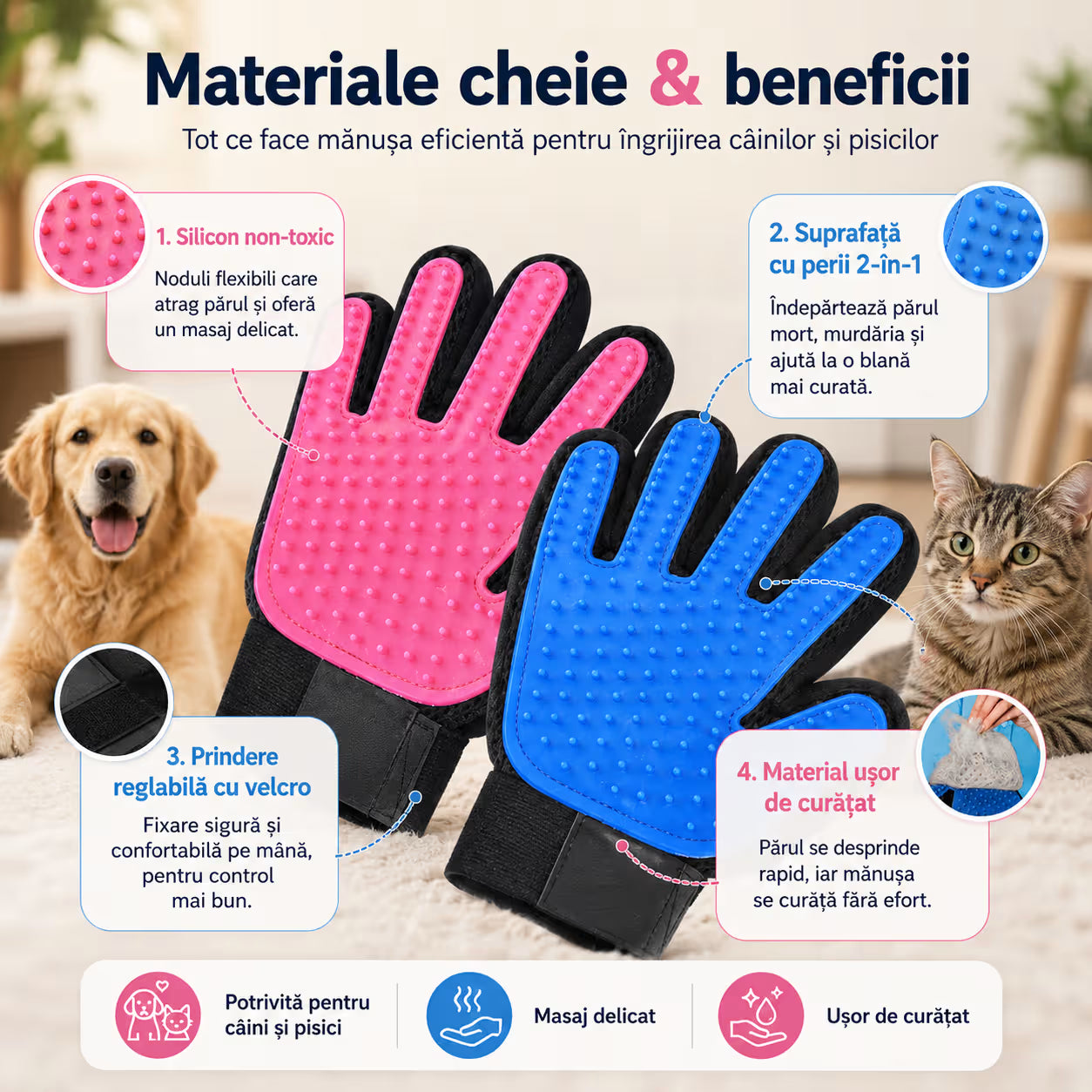 Manusi tip perie pentru animale
