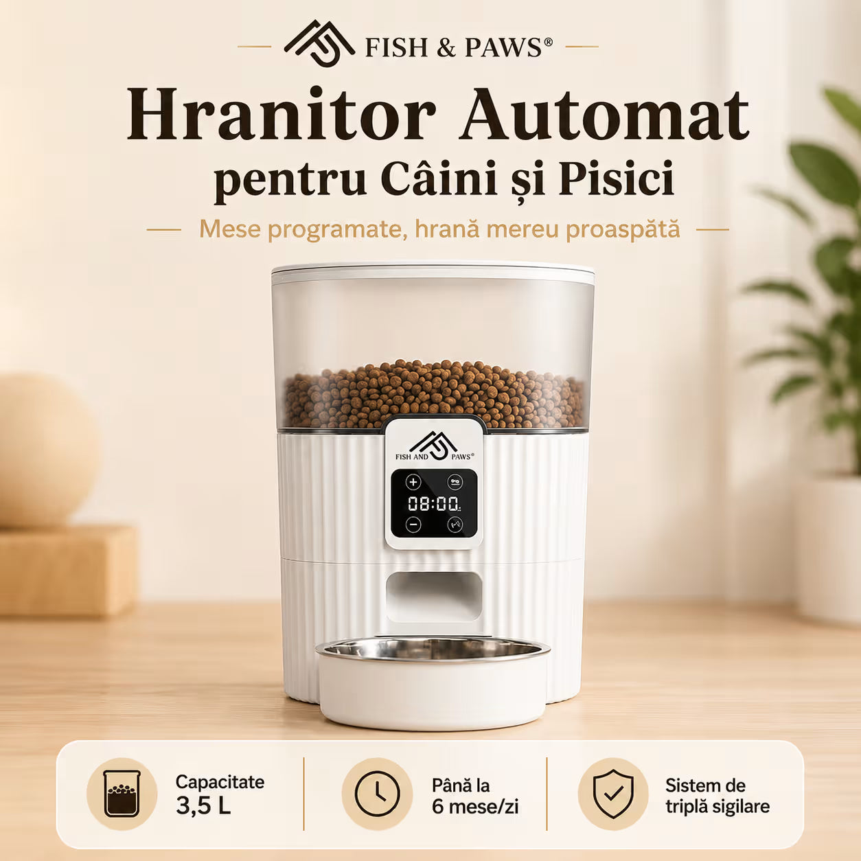 Hrănitor Automat pentru Câini și Pisici
