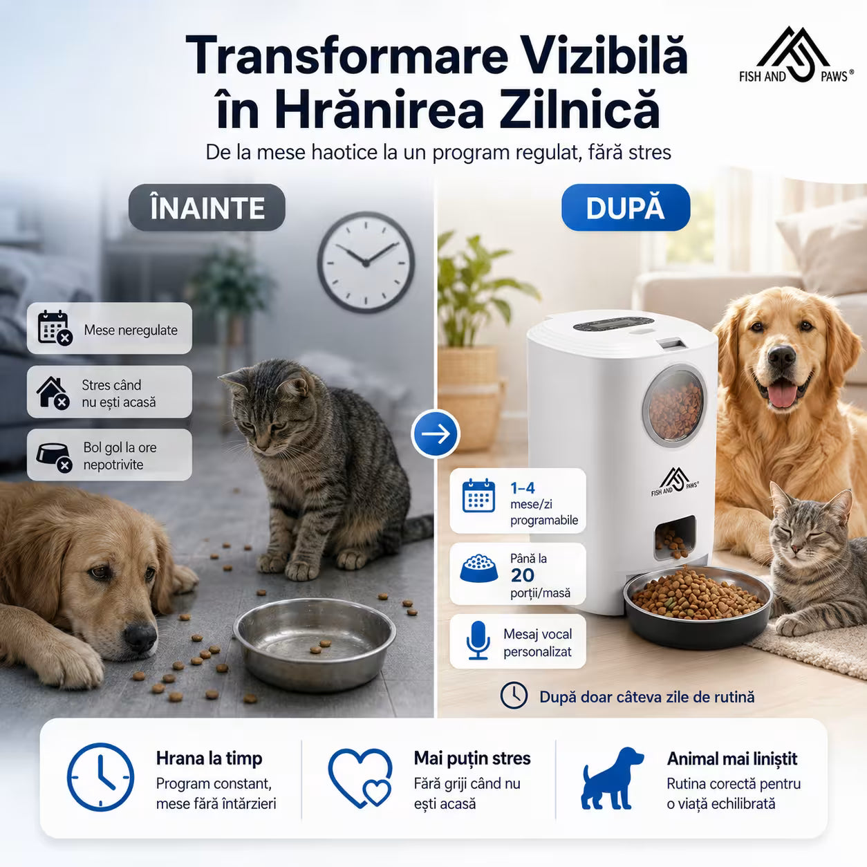 Hrănitor Automat pentru Câini și Pisici cu Inregistrare Vocala